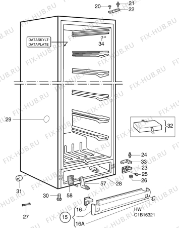 Взрыв-схема холодильника Husqvarna Electrolux QT300W - Схема узла C10 Cabinet